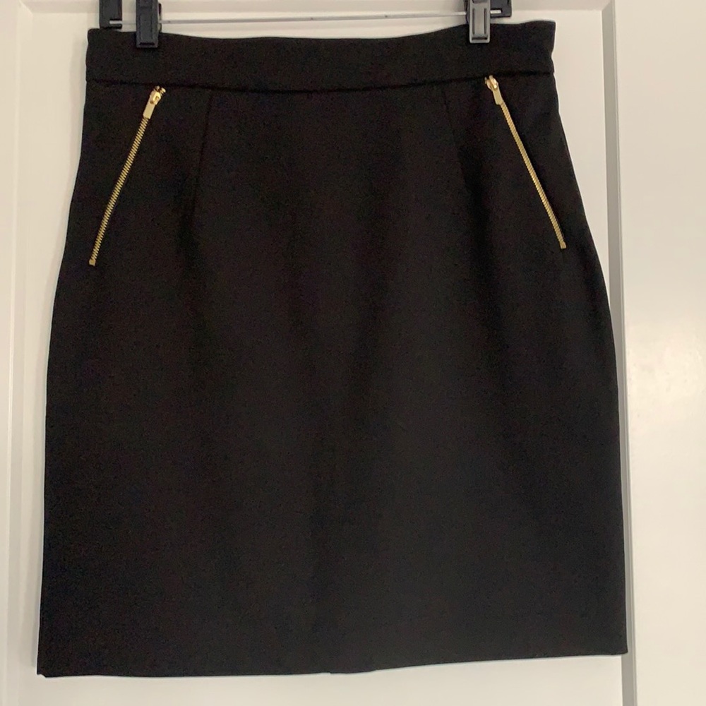 H&M Black Skirt with Gold zippers, Size 12